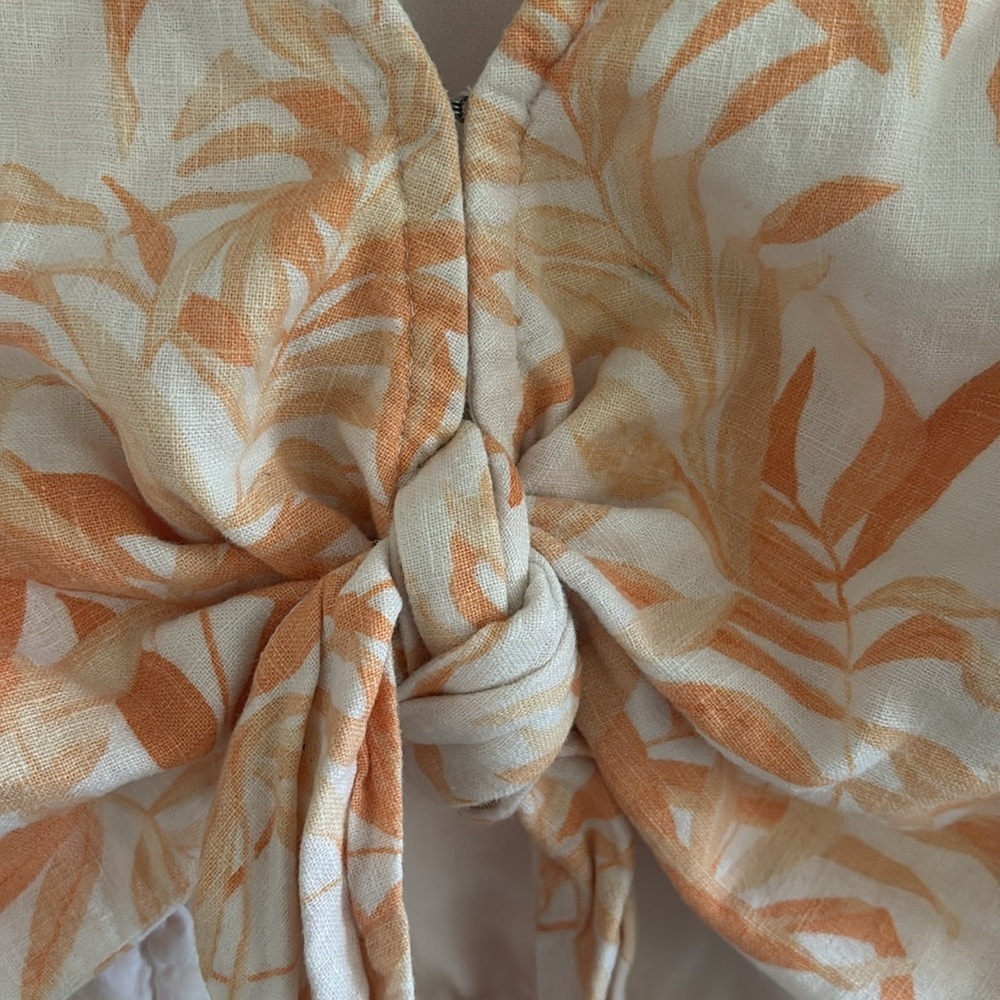 Abercrombie & Fitch Tie Front Linen Blend Top - Picture 4 of 5